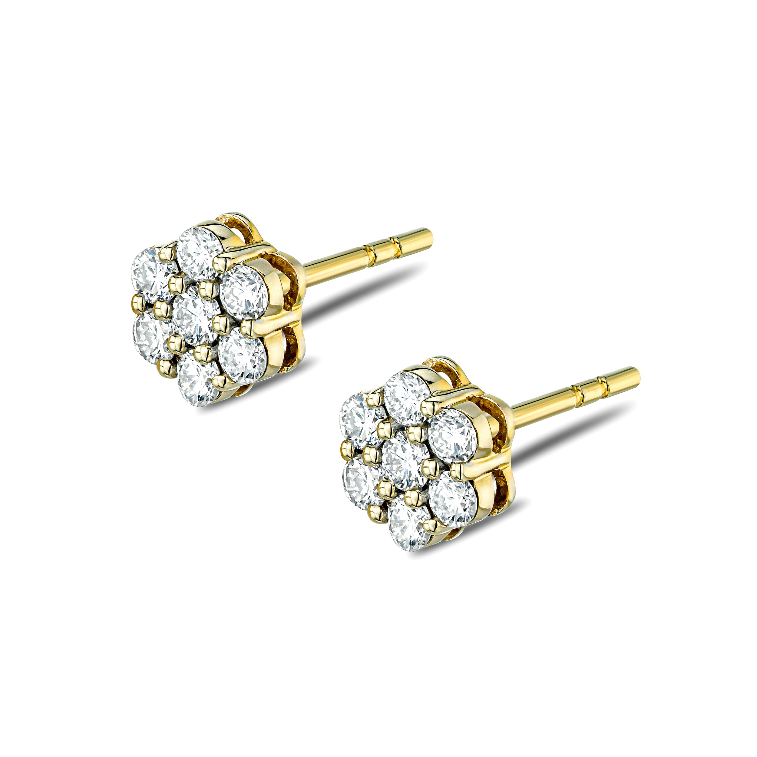 0.50ct Lab Diamond Cluster Earrings in 9K Yellow gold and H/SI Quality